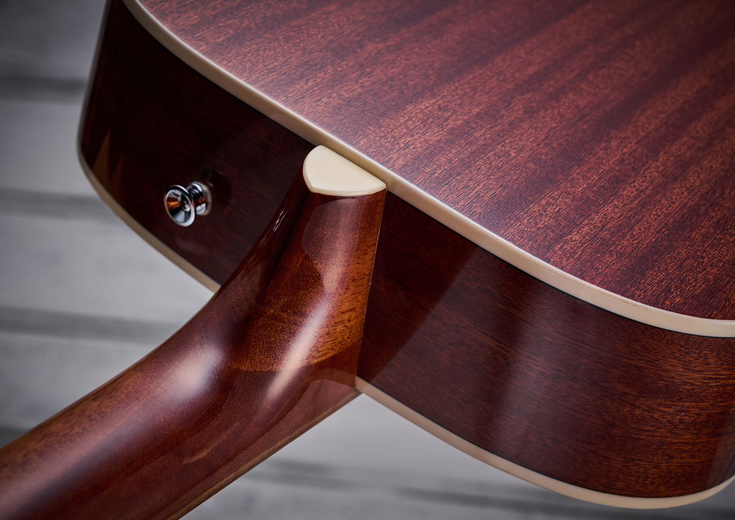 The neck join on the Fender California Standard Monterey E acoustic guitar