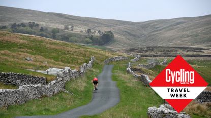 Image shows a person on a cycling holiday in the UK