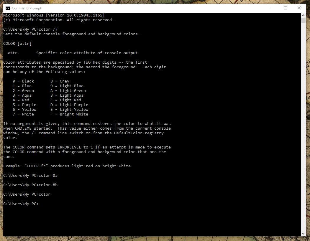 How to change Command Prompt color in Windows 10