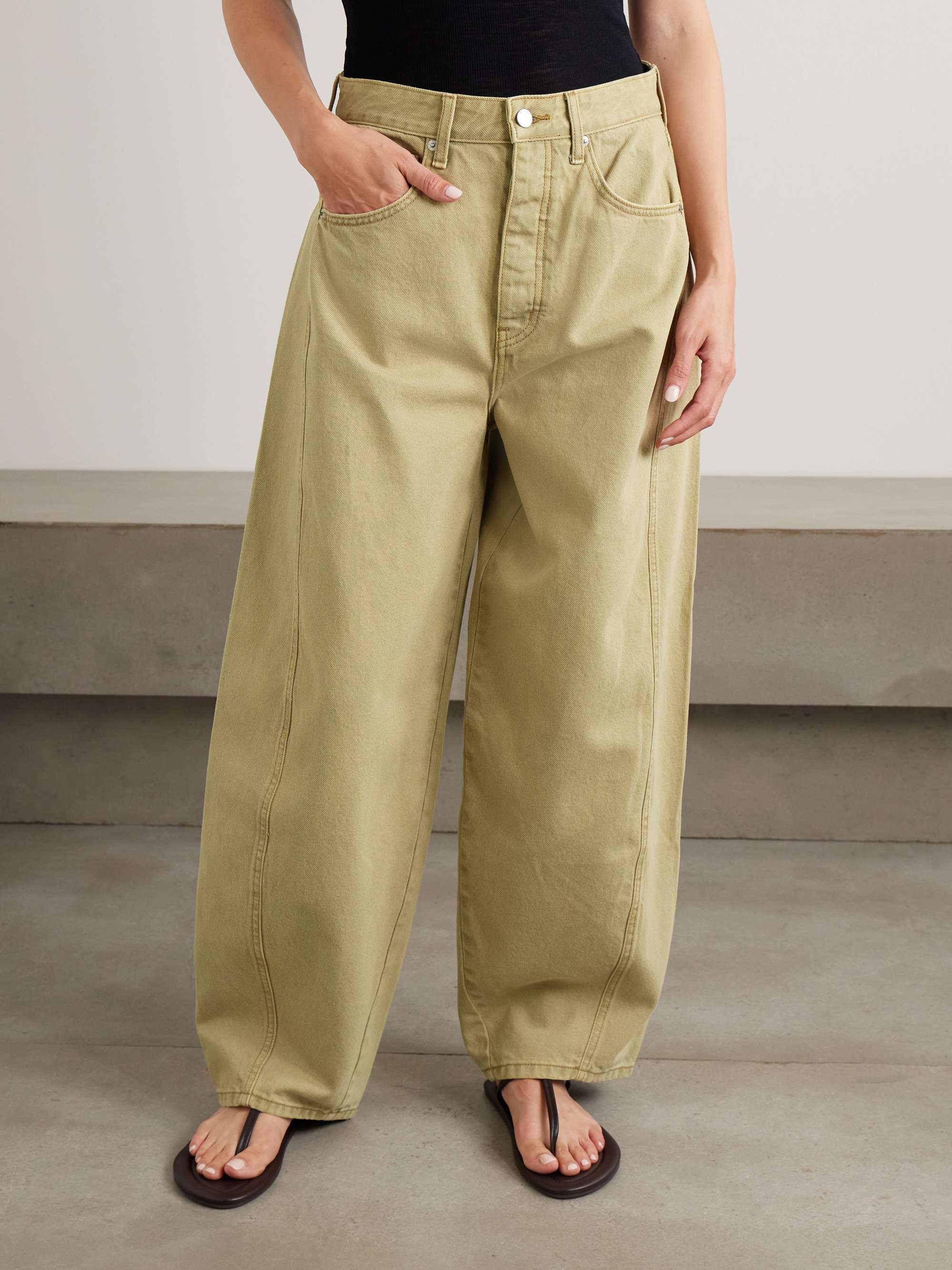 Paneled Mid-Rise Wide-Leg Organic Jeans