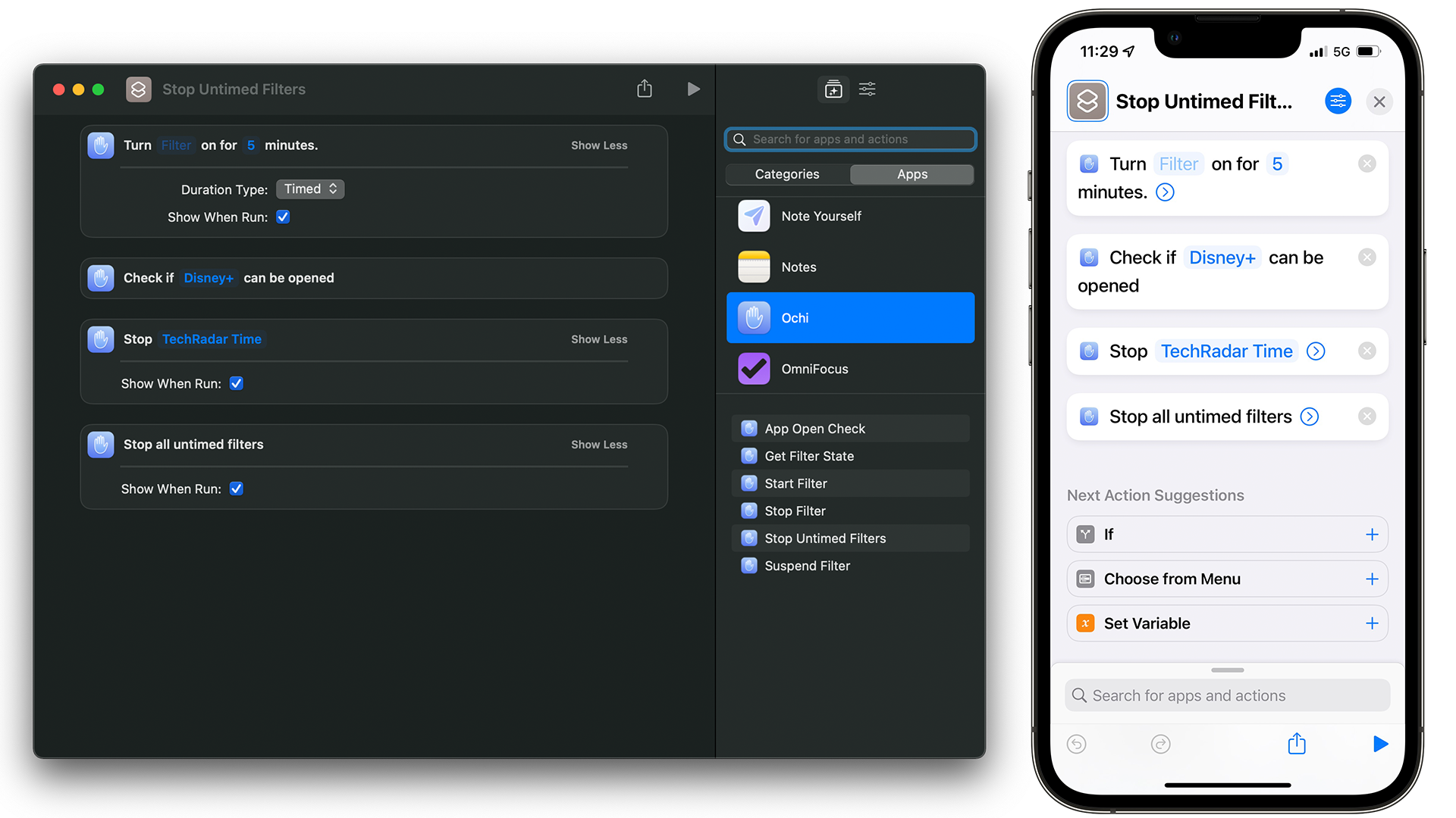 Pintasan Ochi di aplikasi macOS dan iOS
