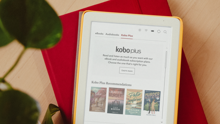 A white Kobo E-Reader showing a Kobo Plus Subscription page