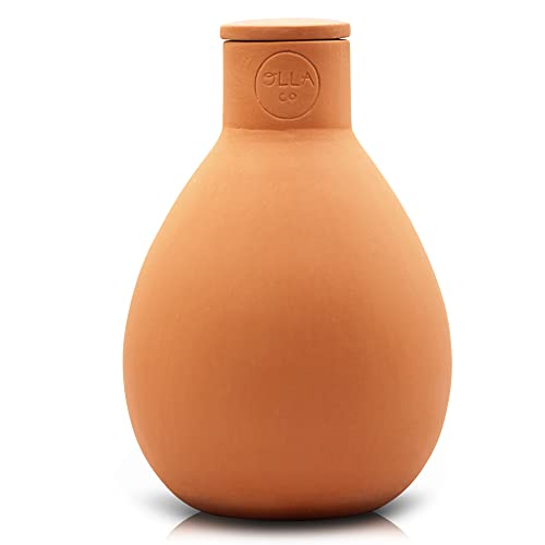 The Olla Company Classic Olla Watering Pot With Lid - Terracotta Self Watering Irrigation Up to 2 Ft in Diameter for Gardens, Raised Beds, and Pots - Vacation Friendly - Small