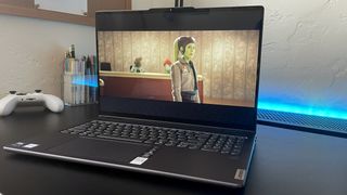 Lenovo Yoga 7i Gen 9 display featuring Disney Plus's "Ahsoka"