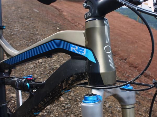 The tapered head tube is backed by a heavily shaped top tube and down tube for impressive strength, according to Orbea.