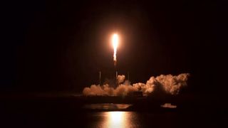 A SpaceX Falcon 9 rocket launches 60 Starlink internet satellites from Cape Canaveral Space Station in Florida on Feb. 4, 2021.