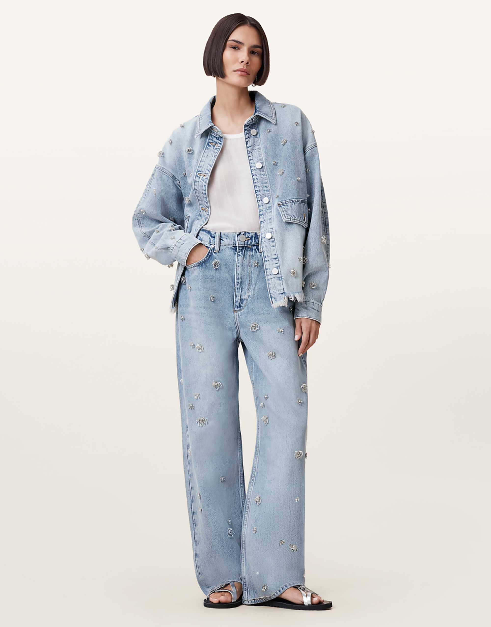 Allsaints Blake Emb Jean in Light Indigo