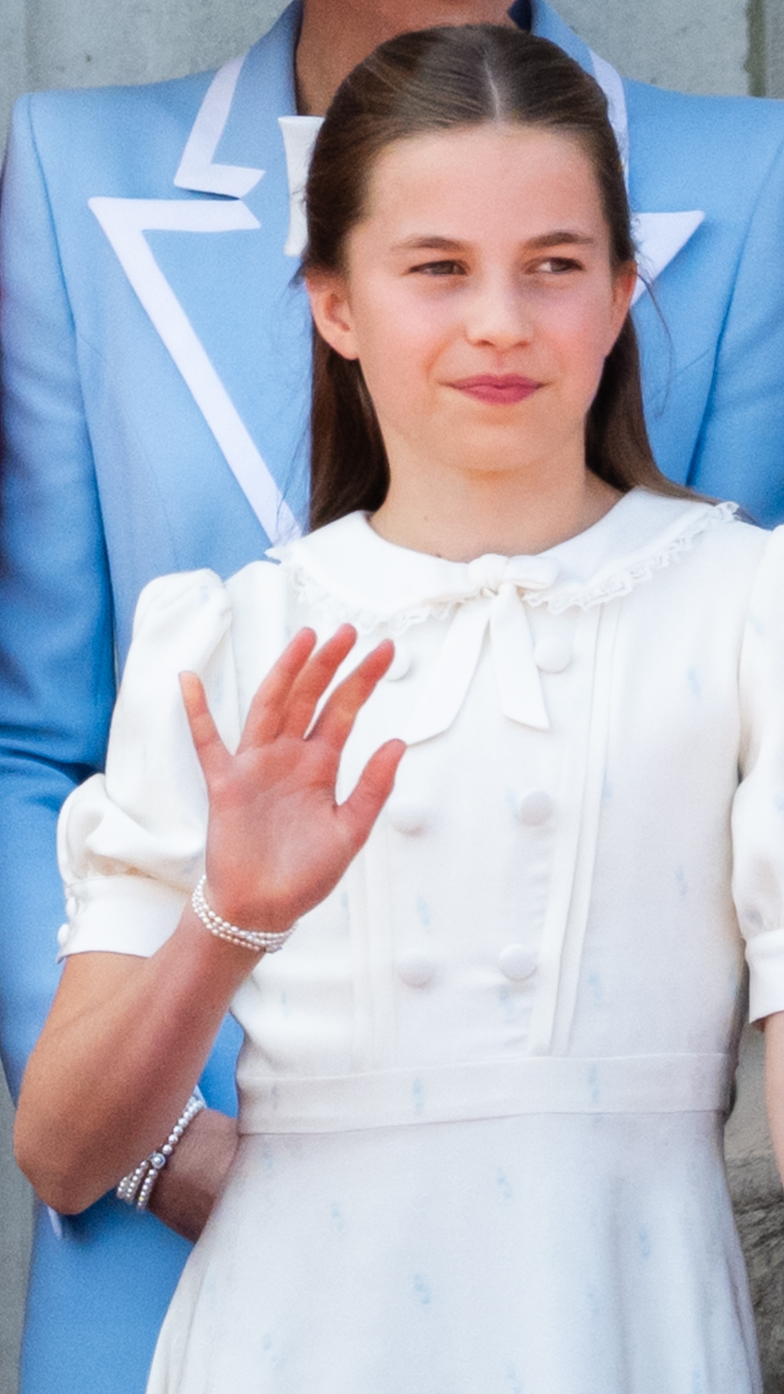 Princess Charlotte of Wales waves on the balcony of Buckingham Palace during Trooping The Colour on June 13, 2026