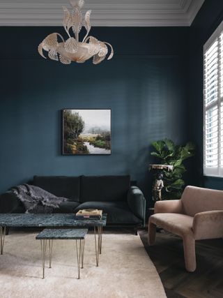 dark blue living room
