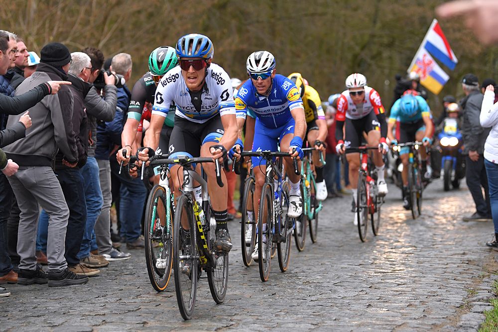 Matteo Trentin (Mitchelton-Scott) racing Omloop Het Nieuwsblad