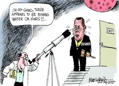 Political cartoon U.S. Boehner Mars Tears