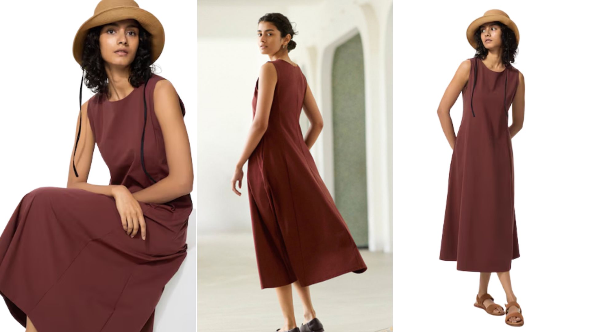Uniqlo Ultra Stretch AIRism Dress on three models 