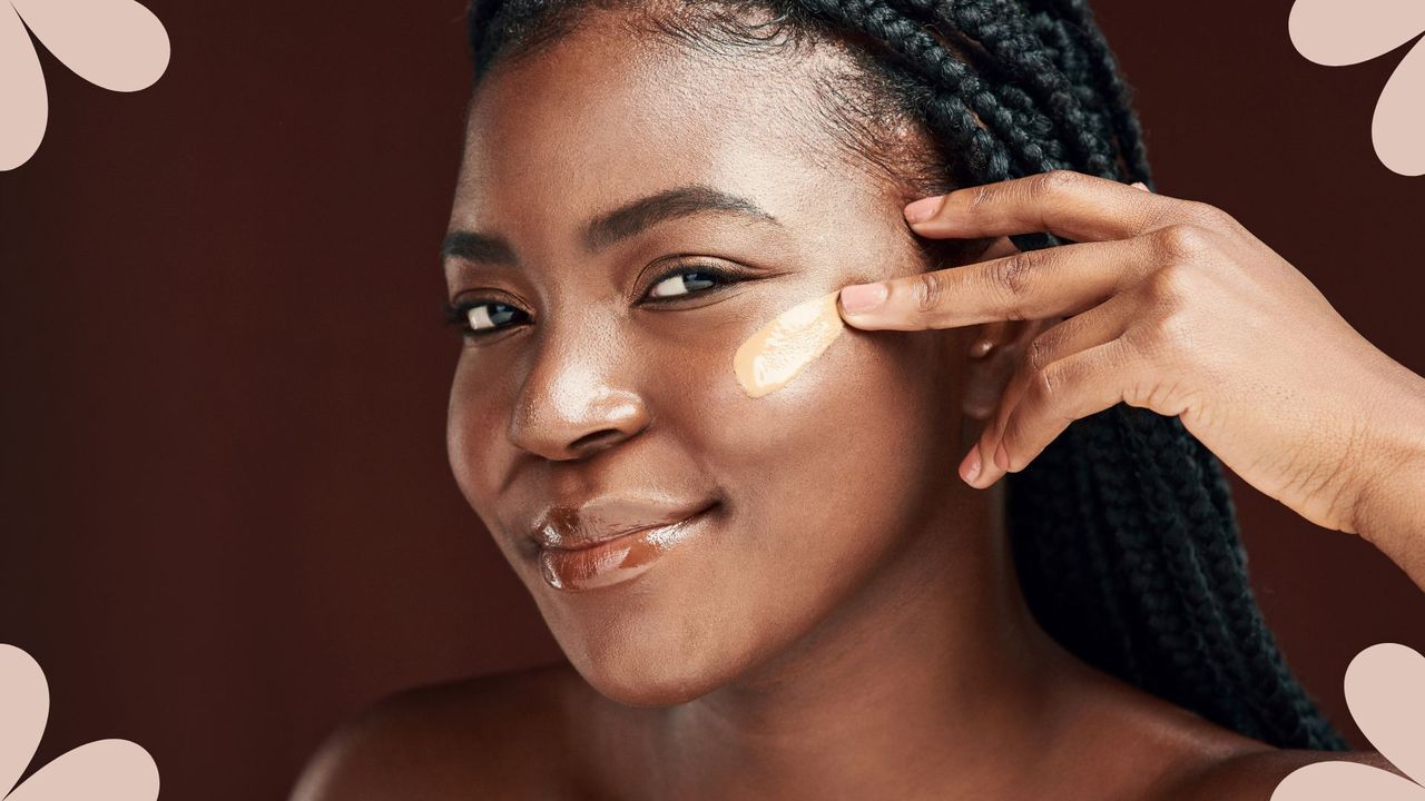 A close-in shot of a woman applying face makeup, to narrow down the BB vs CC cream debate