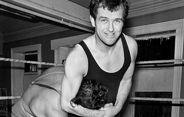 B56NDW Trying to look fierce in the ring is show-jumper Harvey Smith who starts his new career as wrestler next week. April 1974