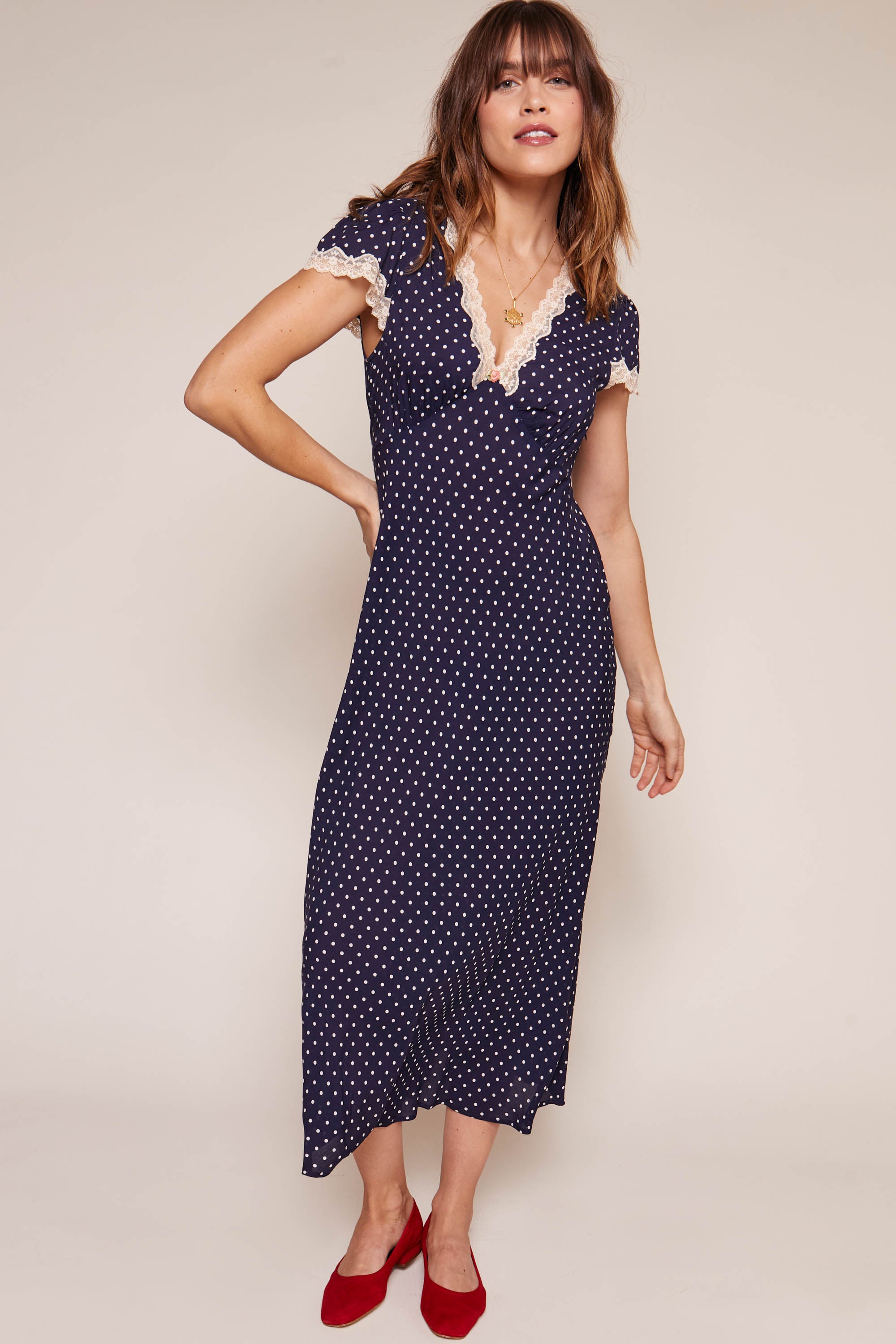 Clarice - Navy Polka Dot