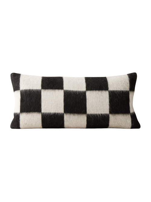 Crosby Black and Ivory Alpaca Lumbar Pillow