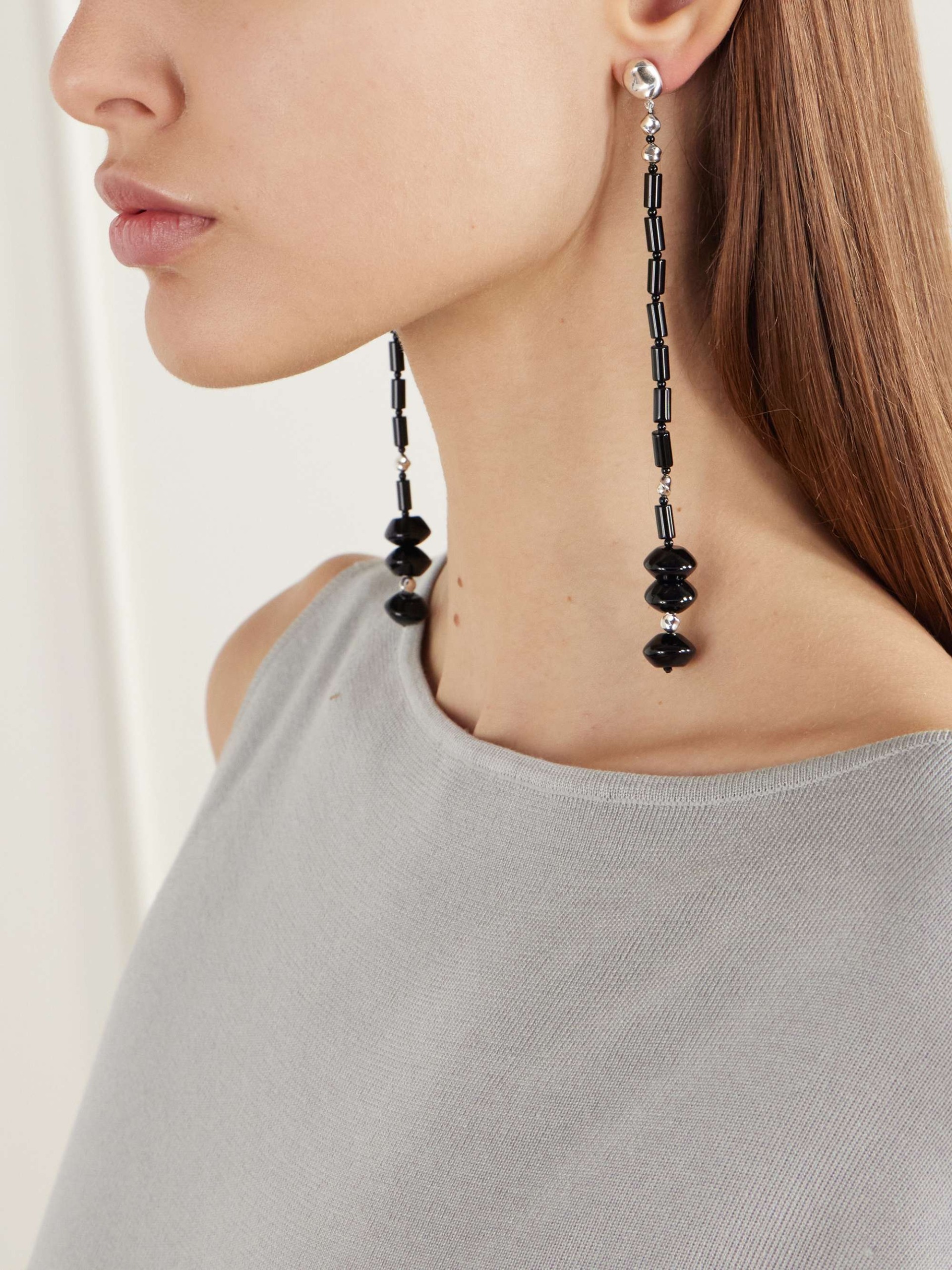Margot Silver-Tone Onyx Earrings