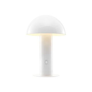 A white plastic mushroom table lamp