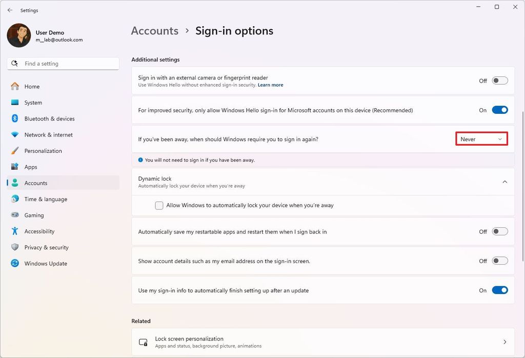 Require password on resume disabled