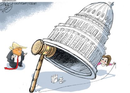 Political cartoon U.S. Trump Nancy Pelosi speakership trap