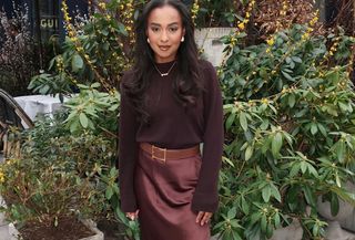 monochromatic brown outfit