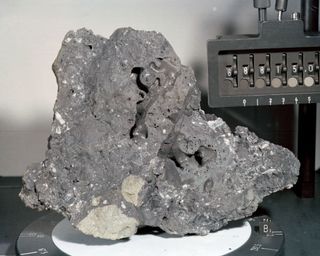 A sample of lunar rock collected during the Apollo 16 mission.
