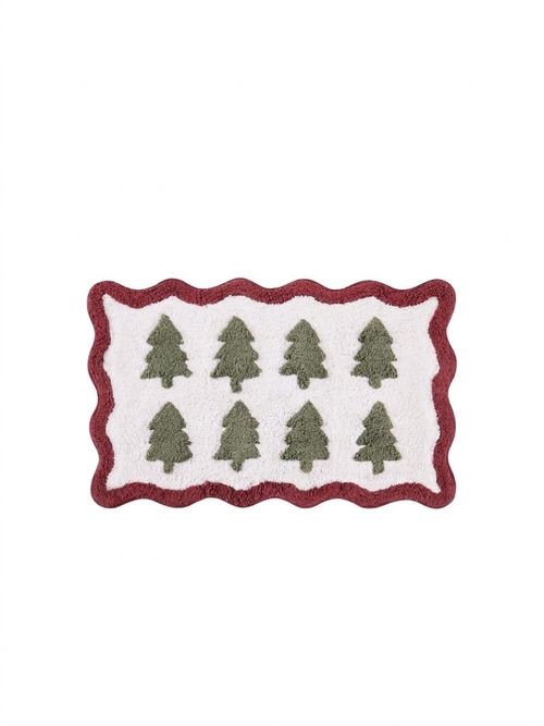 Christmas Tree Scalloped Bath Mat - Fern