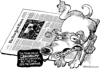 Editorial Cartoon U.S. NYT Cartoon Ban Credibility Dog Mat