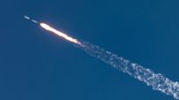 A SpaceX Falcon 9 rocket launches the NROL-172 mission from California on May 11, 2026.