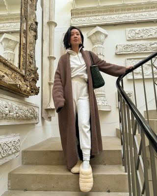 Lisa Ing Marinelli wearing shearling shoes