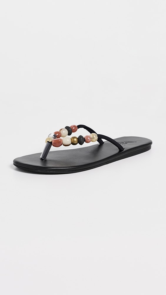 Saionara Bead Flip Flops - Black