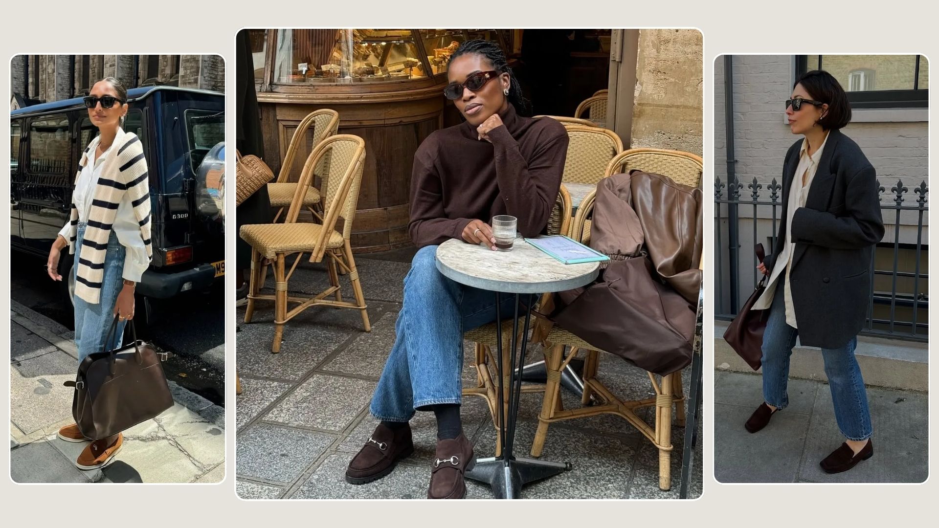 BLUE JEANS AND BROWN SUEDE LOAFERS