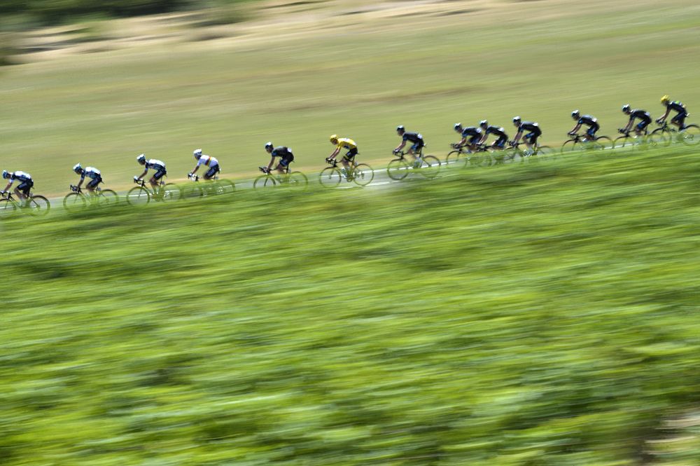 The peloton racing stage 16 at the Tour de France