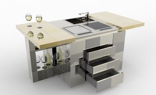 shiny outdoor Luca Mattoni-designed kitchen