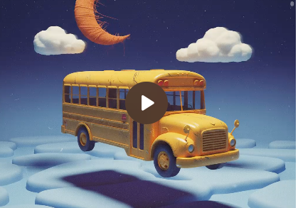 The "cover art" Gemini created for an old-fashioned song about a school bus. 