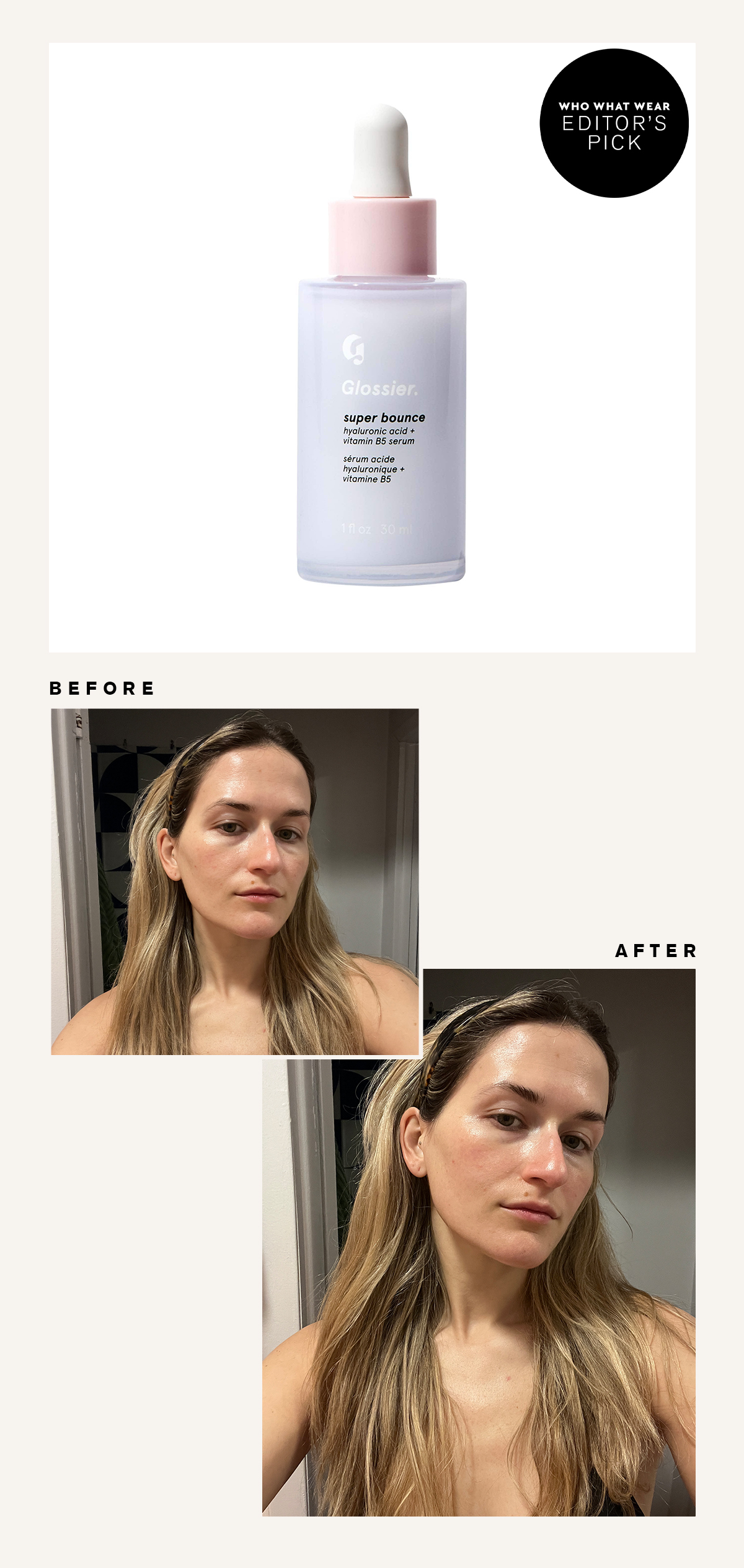 Glossier Hyaluronic Acid Serum: Before and After Picture