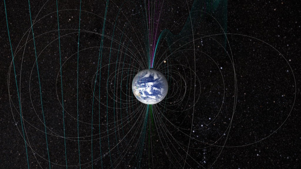 The shape of Earth&#039;s magnetic field is the result of both the planet&#039;s north and south magnetic poles as well as the stream of particles coming from the sun.