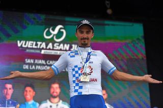 Julian Alaphilippe in the San Juan leader's jersey after stage 3