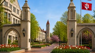 Indiana University campus entrance in spring