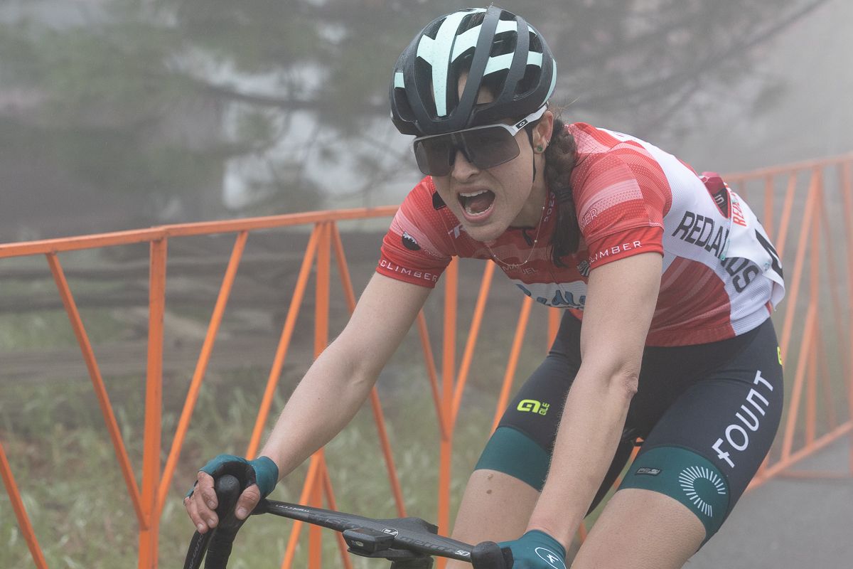 Kathleen Abadie of Fount Cycling Guild, maintained her lead in the QOM point competition after stage 2