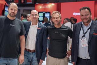 Paul Van den Haak, founder of Studio Automated (left); Thomas Riedel, group CEO of Riedel Communications; Paul Valk, founder and director of Studio Automated; and Luc Doneux, director of live production at Riedel Communications (right).
