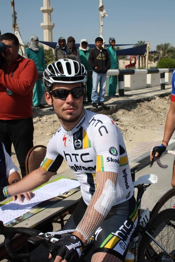 Mark Cavendish (HTC-Highroad) started in spite of crashing in the prologue.