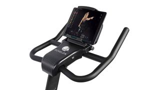 Image shows a closeup of the screen on the Echelon Connect EX3 exercise bike.