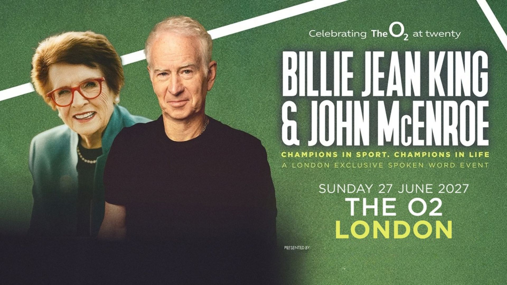 an image of Billie Jean King and John McEnroe on a poster for the event at the O2