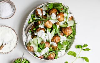 Melanie Johnson's potato salad with salmon and pomegranate.