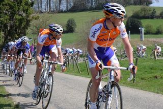 The Rabobank duo of Nick Nuyens and Laurens Ten Dam check their lead.