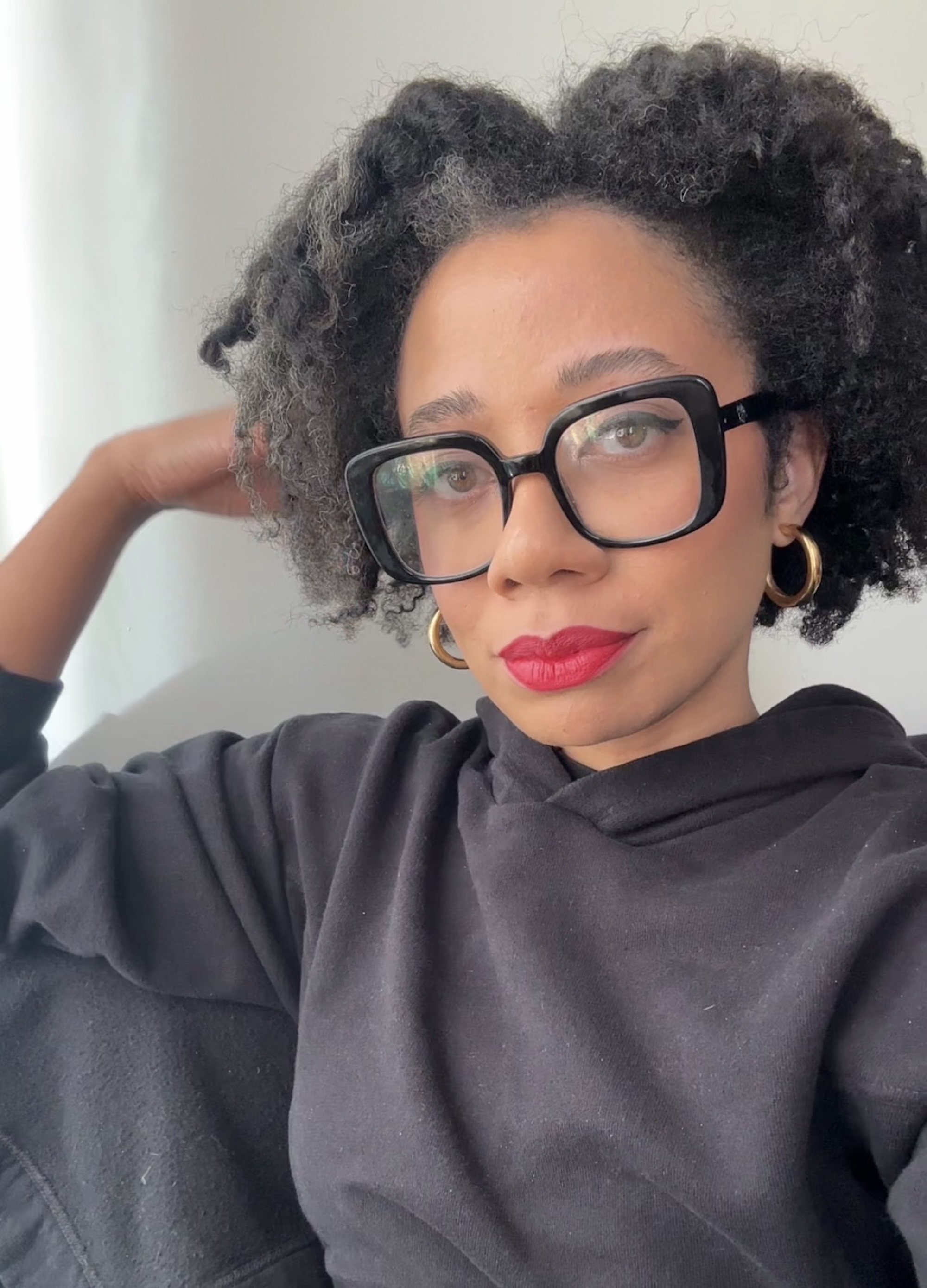 Eden Stuart wearing M&amp;middot;A&amp;middot;Cximal Silky Matte Lipstick in Red Rock .