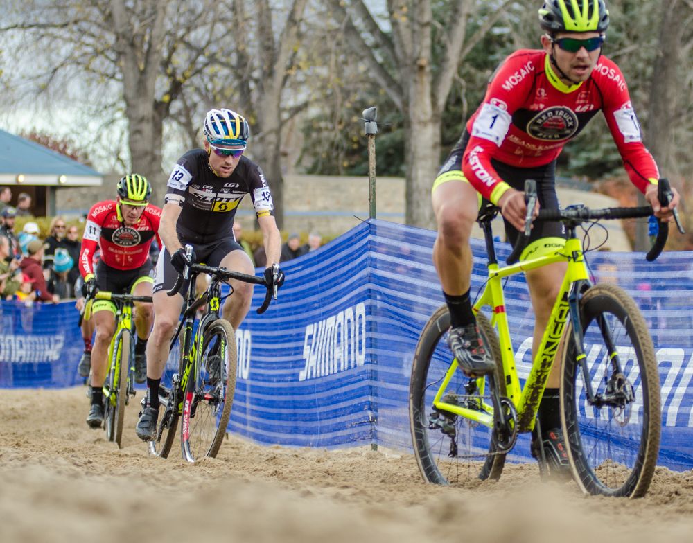 Michael van den Ham leads through the Shimano triple sandpit