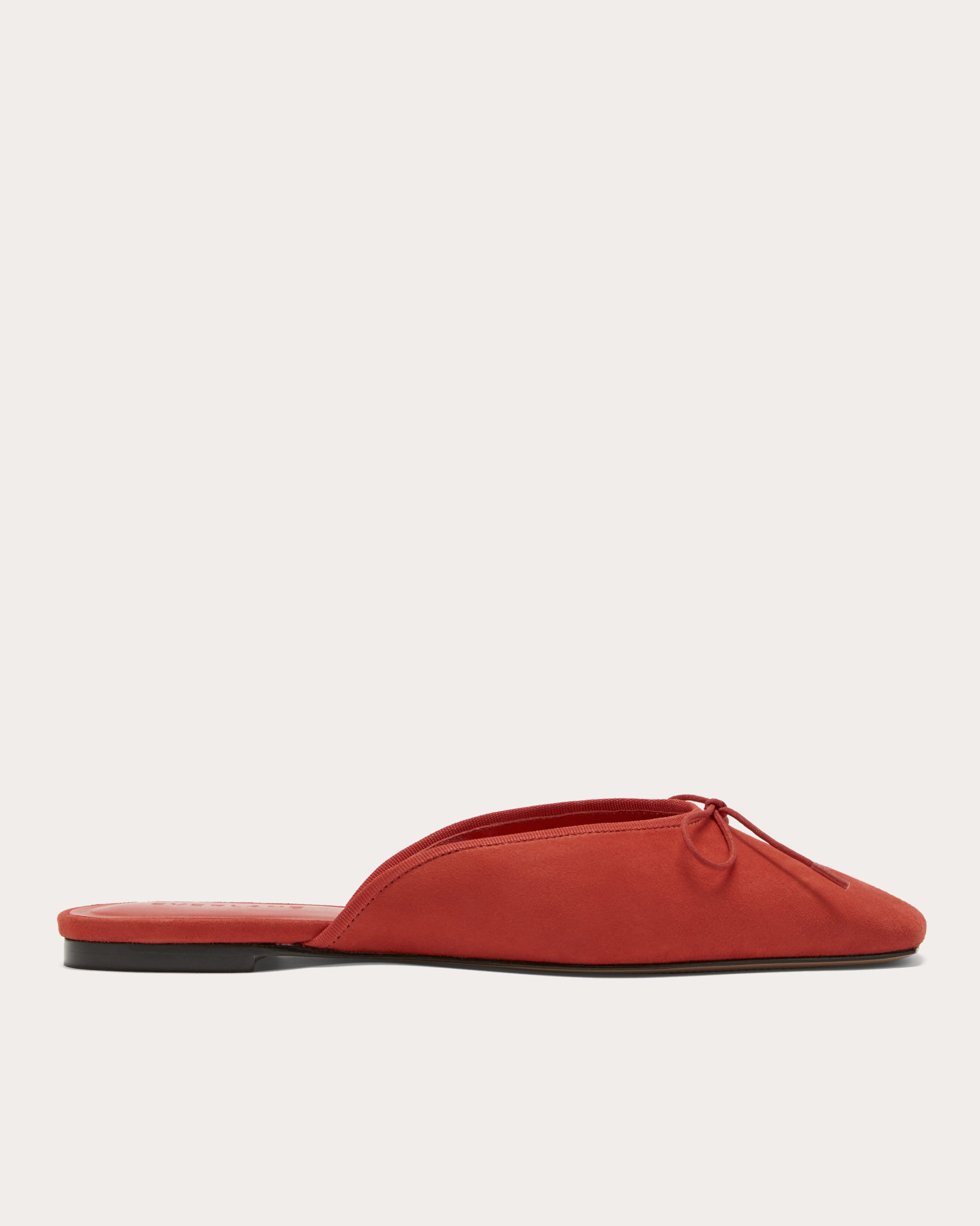 red leather mule flats