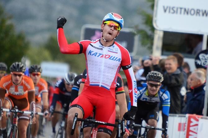 Alexander Kristoff (Katusha) wins the second stage of the Arctic Race of Norway